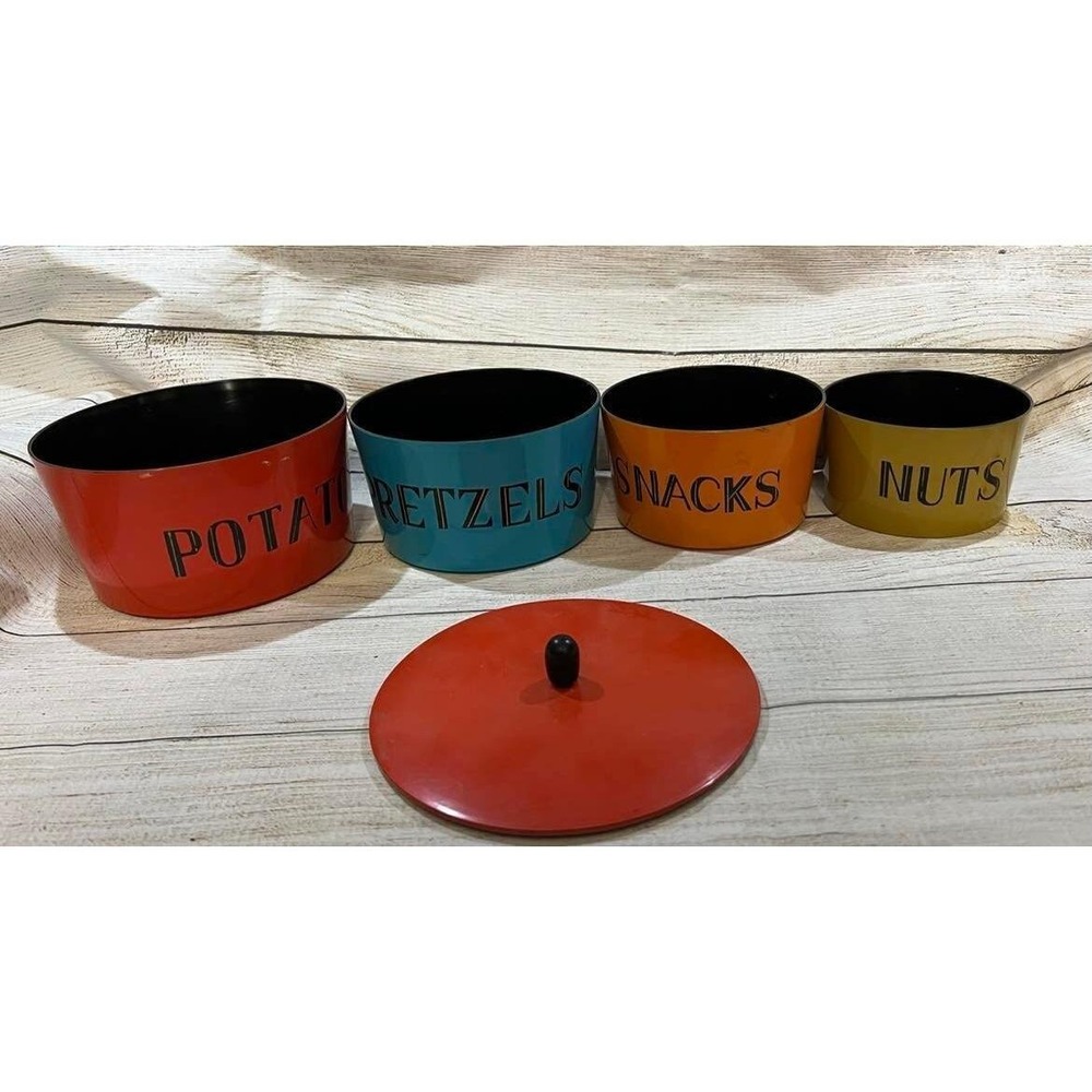 Vintage Japan ISCO Retro MCM Nesting Bowls Chips Nuts Pretzels Snacks Lacquered - Picture 1 of 5